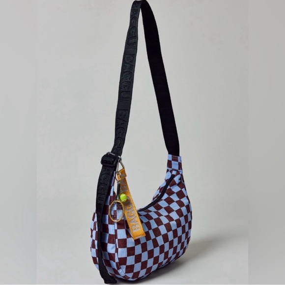 BAGGU Handbags - Baggu Checkered Shoulder Bag - Blue and Brown - NWT